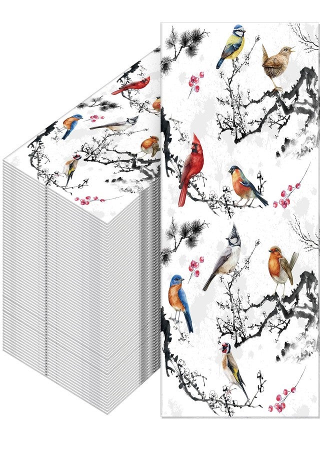 Qilery 200 Packs Guest Napkins Disposable Paper Decorative Tableware Dinner Napkin for Kitchen Dinner Wedding Anniversary Holiday Spring Tea Party Winter Party Supplies(Bird) - Image 1